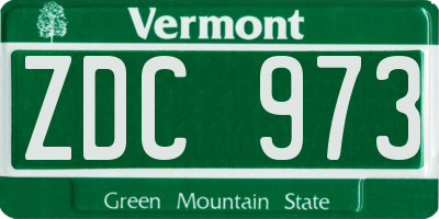 VT license plate ZDC973