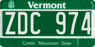 VT license plate ZDC974