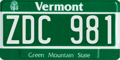VT license plate ZDC981