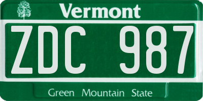 VT license plate ZDC987