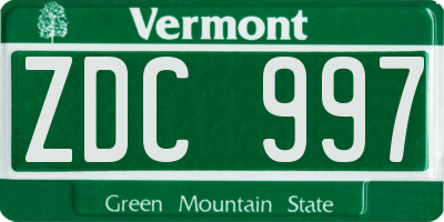 VT license plate ZDC997
