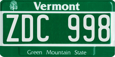 VT license plate ZDC998