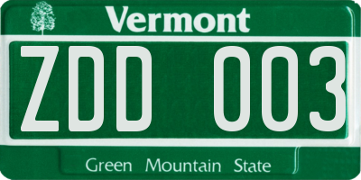 VT license plate ZDD003