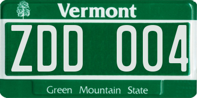 VT license plate ZDD004