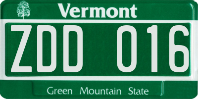 VT license plate ZDD016