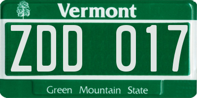 VT license plate ZDD017