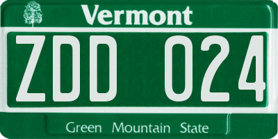 VT license plate ZDD024