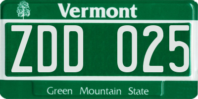 VT license plate ZDD025