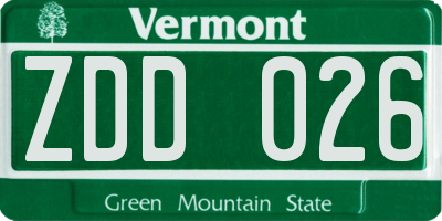 VT license plate ZDD026