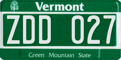 VT license plate ZDD027