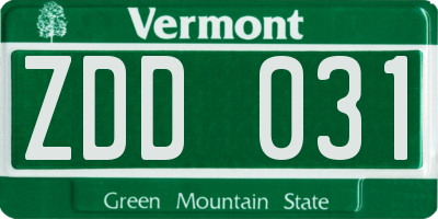 VT license plate ZDD031