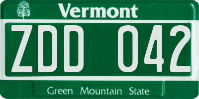 VT license plate ZDD042