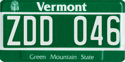 VT license plate ZDD046