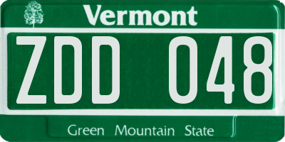 VT license plate ZDD048