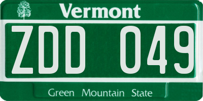 VT license plate ZDD049