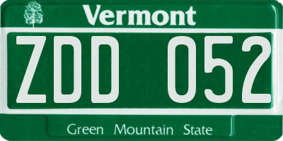 VT license plate ZDD052