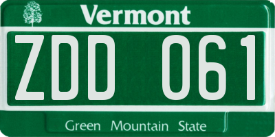 VT license plate ZDD061