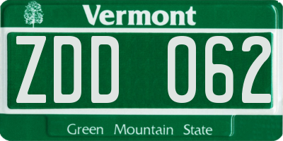 VT license plate ZDD062