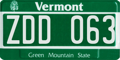 VT license plate ZDD063