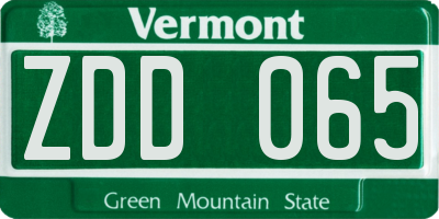 VT license plate ZDD065