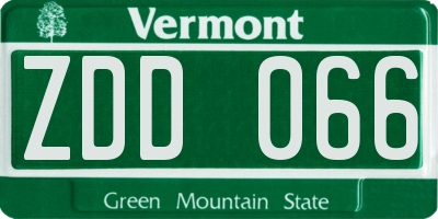 VT license plate ZDD066