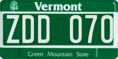 VT license plate ZDD070