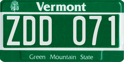 VT license plate ZDD071