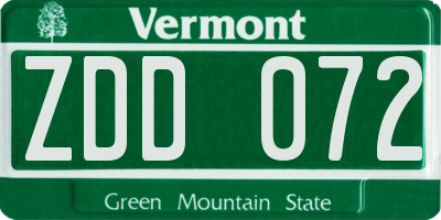 VT license plate ZDD072