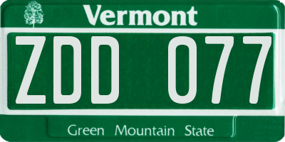 VT license plate ZDD077