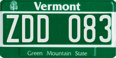 VT license plate ZDD083