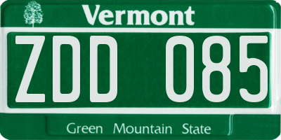 VT license plate ZDD085