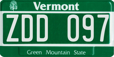 VT license plate ZDD097