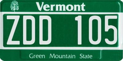 VT license plate ZDD105