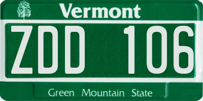 VT license plate ZDD106