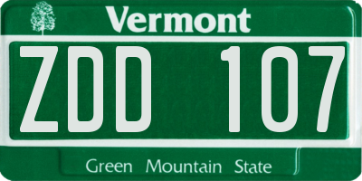 VT license plate ZDD107
