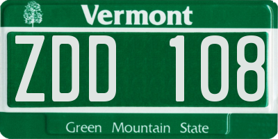 VT license plate ZDD108