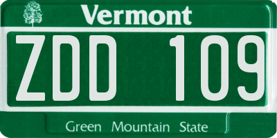 VT license plate ZDD109