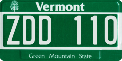 VT license plate ZDD110