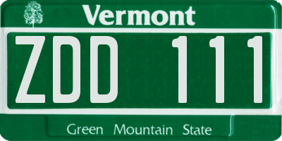 VT license plate ZDD111