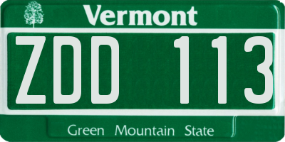 VT license plate ZDD113