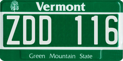 VT license plate ZDD116