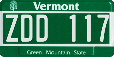 VT license plate ZDD117