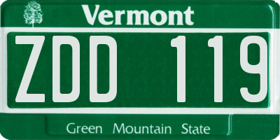 VT license plate ZDD119