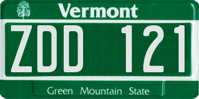 VT license plate ZDD121