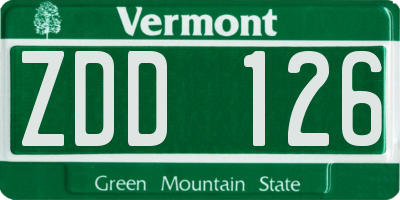 VT license plate ZDD126