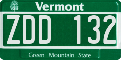 VT license plate ZDD132