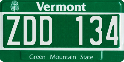 VT license plate ZDD134