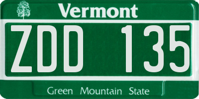 VT license plate ZDD135