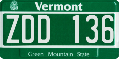 VT license plate ZDD136