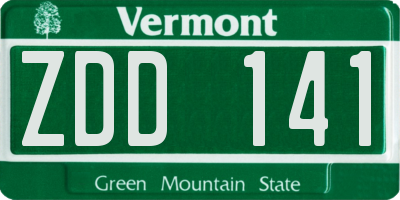 VT license plate ZDD141